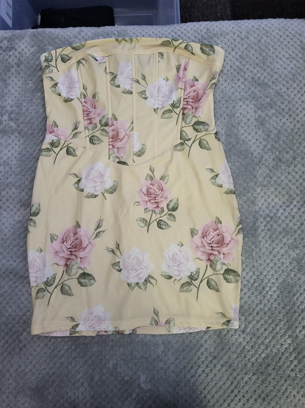 Nwt Fashion Nova Yellow Floral Mini Dress with Pink Roses‎ 1x